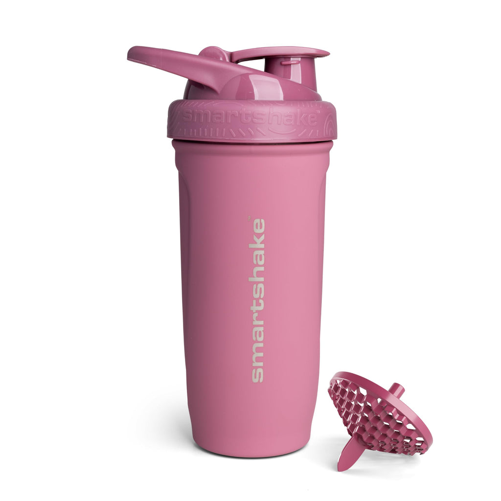 Smartshake Reforce Stainless Steel Protein Shaker Bottle 900 ml | 30 oz - Leakproof Screw-on Lid - BPA Free - Non-Insulated Bottle – Unisex - Deep Rose