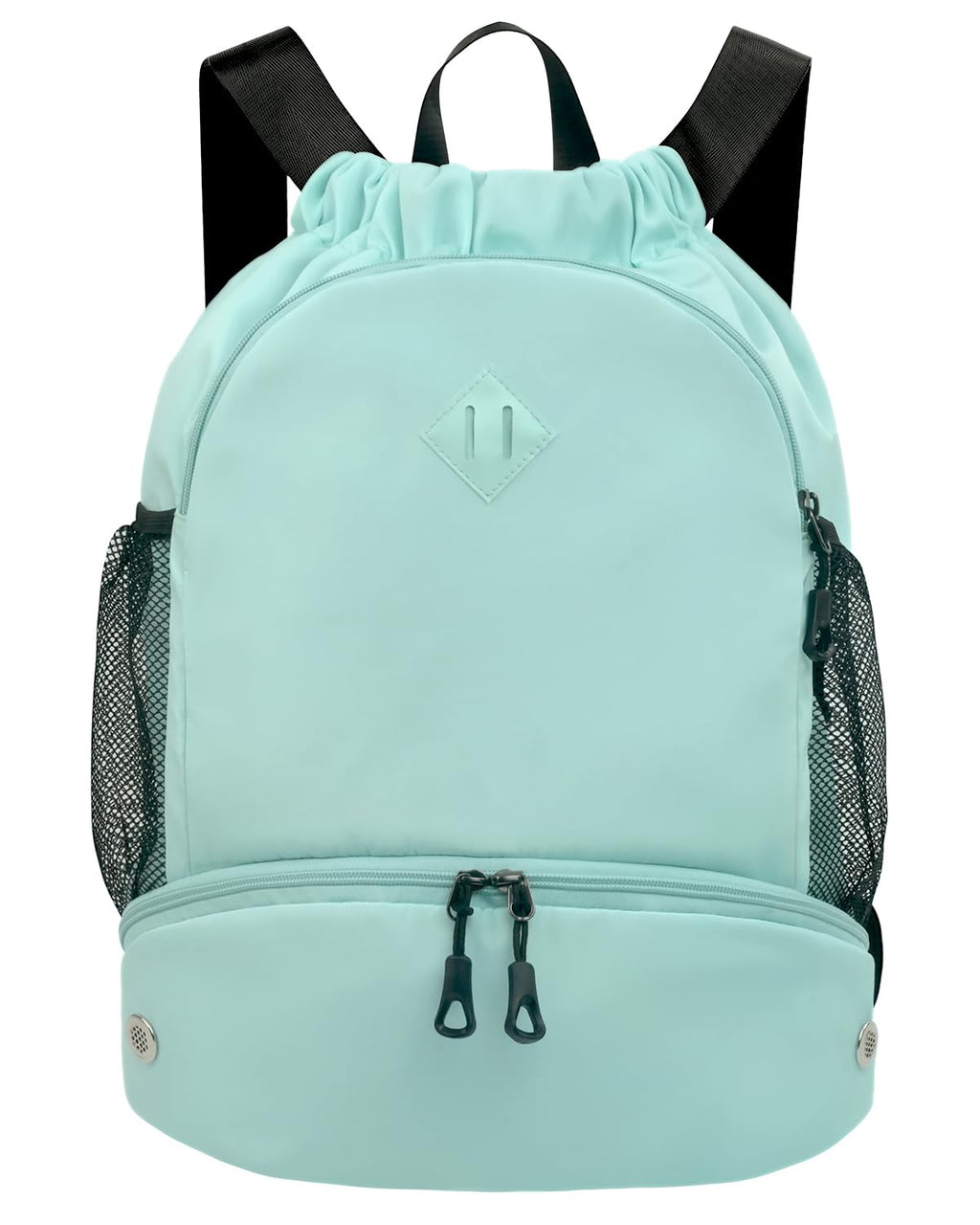 RHDZO Drawstring Backpack Gym Backpack with Shoe Compartment for Men Women String Sports Bag with Wet Pocket Cinch Swim Beach Bag Mint Green